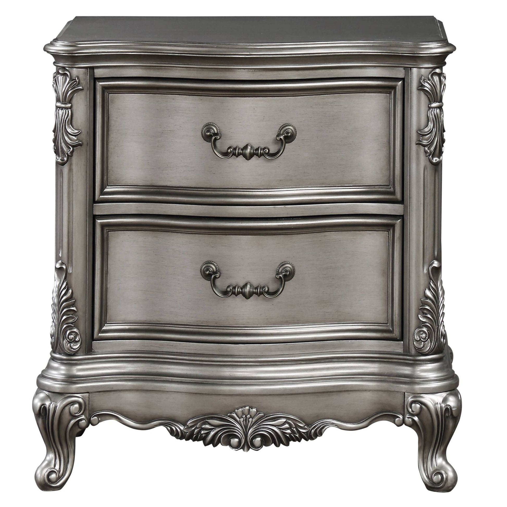 Antique Platinum 2-drawer Nightstand image 3