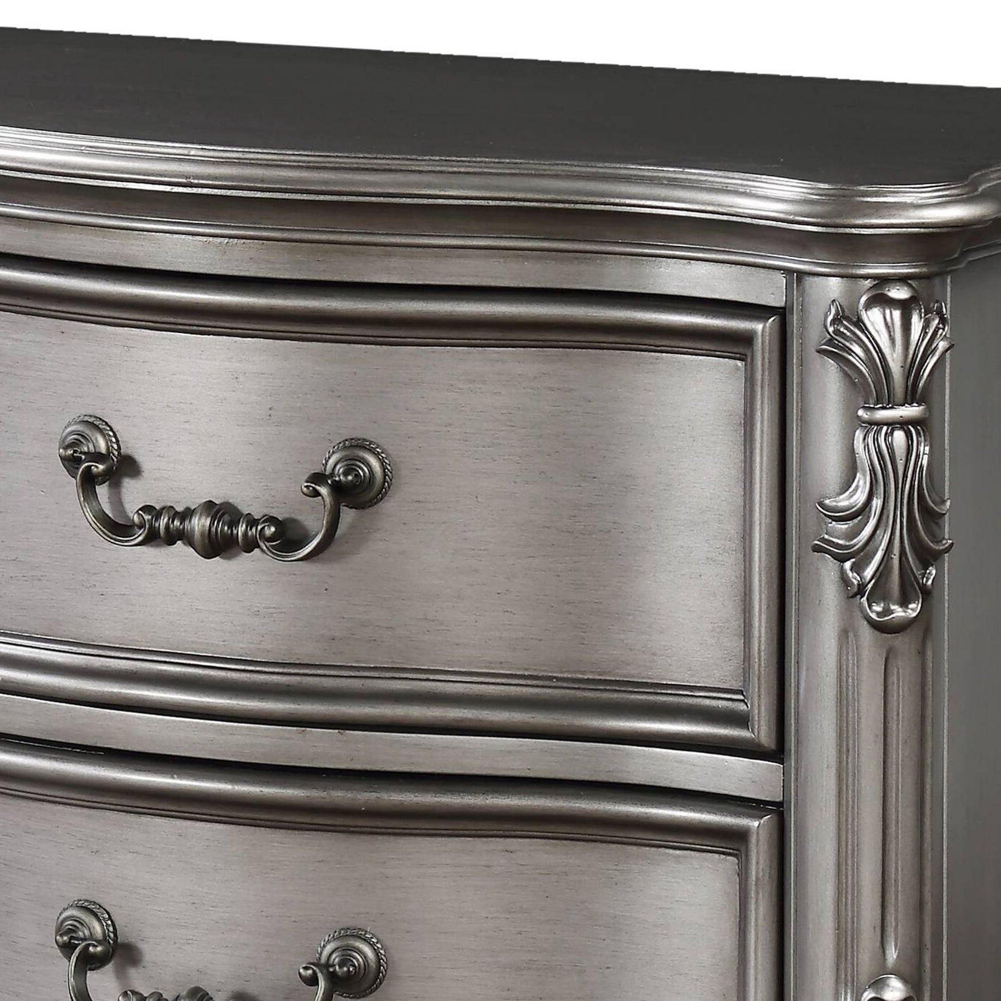 Antique Platinum 2-drawer Nightstand image 6