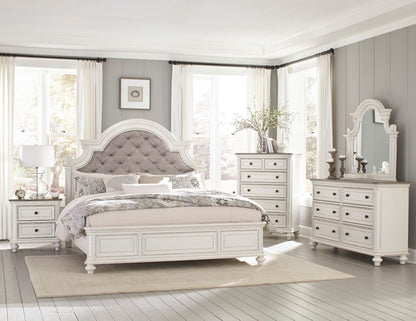 Antique White and Brown Gray Finish1pc Dresser of 6x Drawers Black Knobs Traditional Design Bedroom Furniture image 5