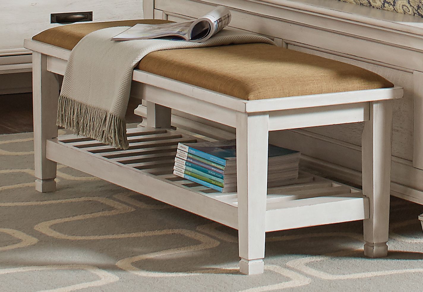 Antique White Bench image 1