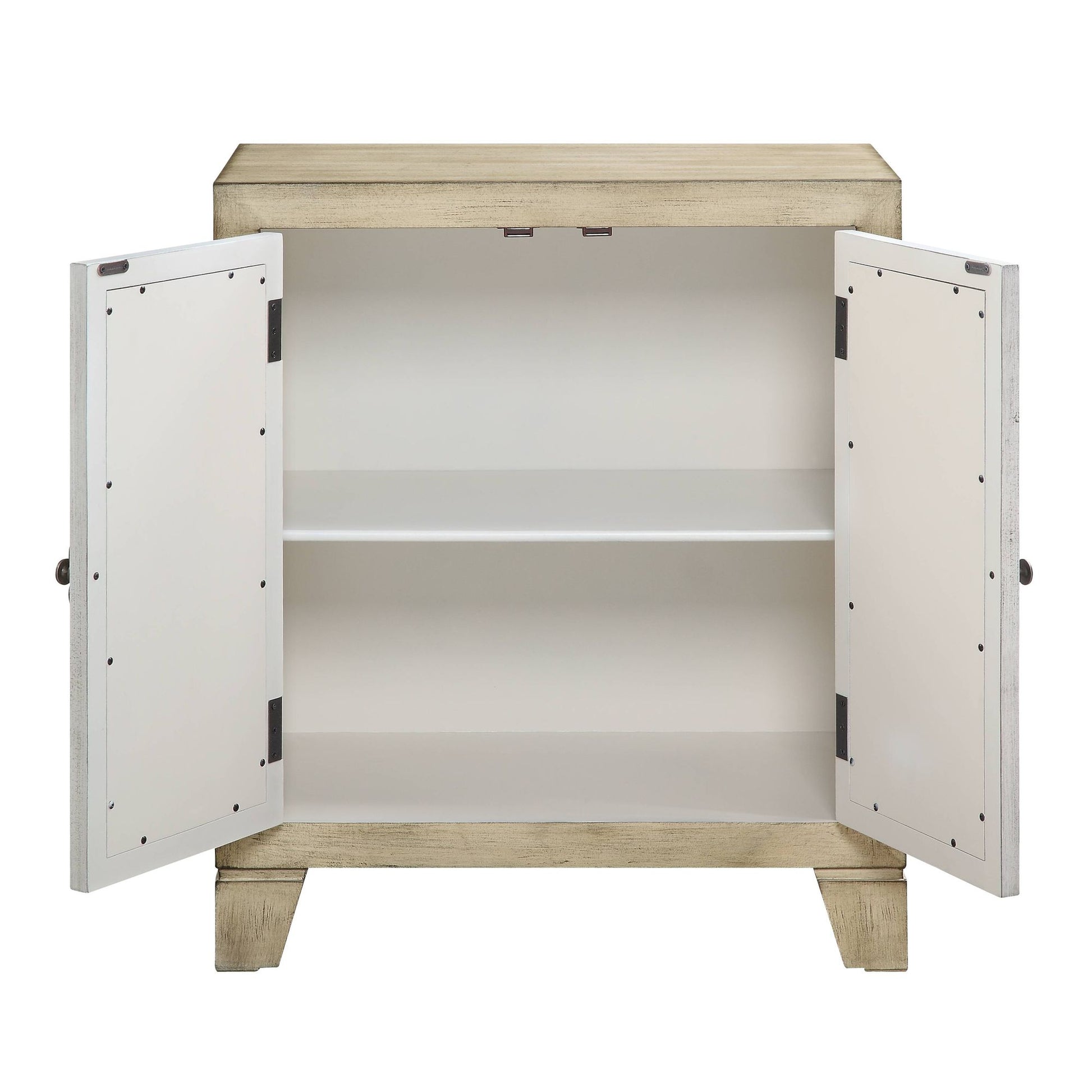 Antique White Console Table with Mirrored Doors image 4