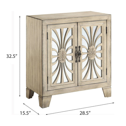 Antique White Console Table with Mirrored Doors image 6