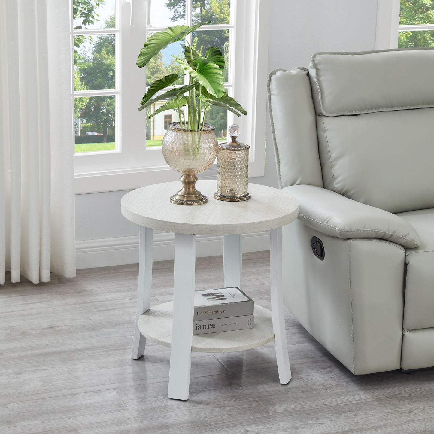 Anze Contemporary Oval Wood Shelf 3-Piece Coffee Table Set image 5