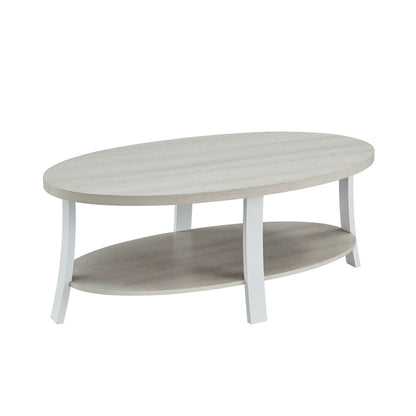 Anze Contemporary Oval Wood Shelf 3-Piece Coffee Table Set image 8