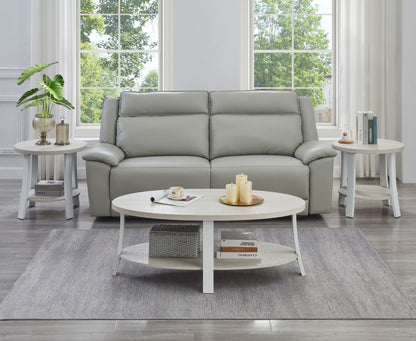 Anze Contemporary Oval Wood Shelf 3-Piece Coffee Table Set image 2