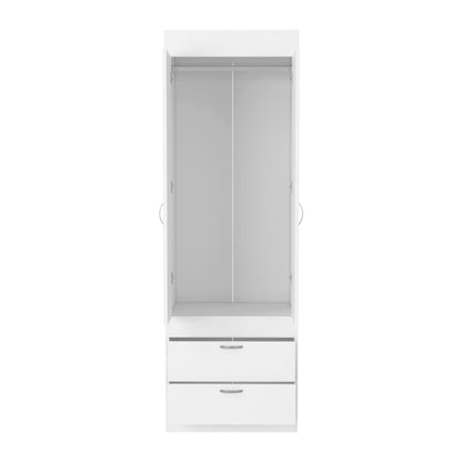 Armoire 70H", Double Door Cabinet, Two Drawers, Metal Handles, Rod, White image 4