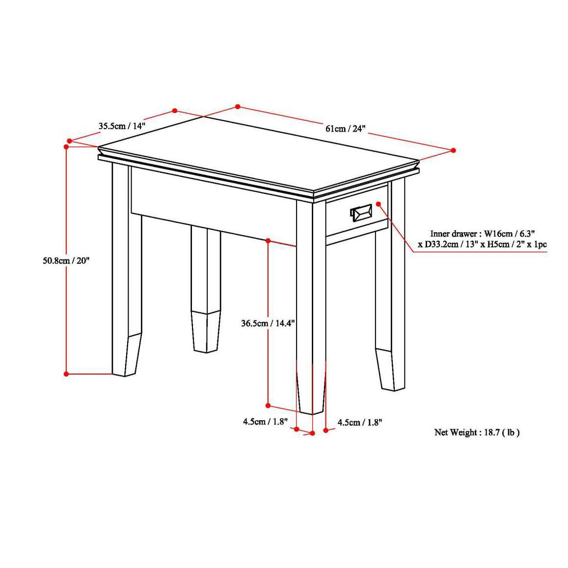 Artisan - Narrow Side Table - Russet Brown image 6