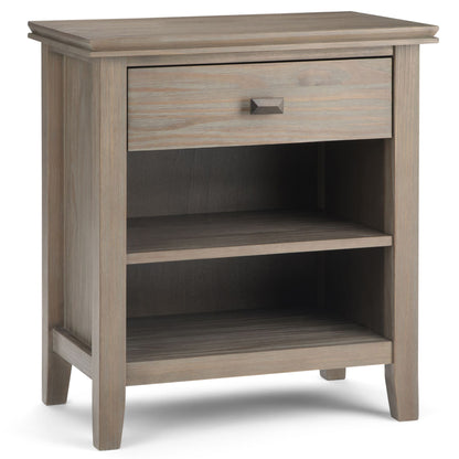 Artisan 24 inch Wide Solid Wood Bedside Table in Distressed Grey image 1