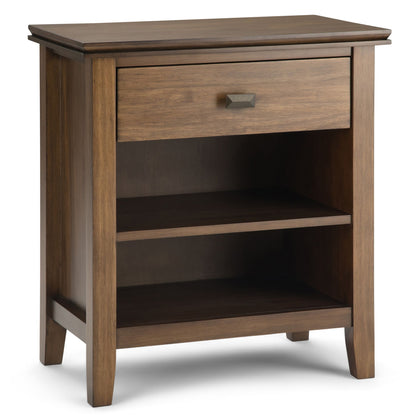 Artisan 24 inch Wide Solid Wood Bedside Table in Rustic Natural Aged Brown image 1