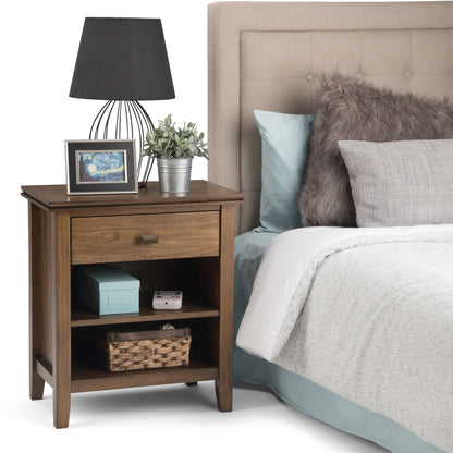 Artisan 24 inch Wide Solid Wood Bedside Table in Rustic Natural Aged Brown image 10