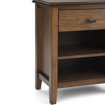 Artisan 24 inch Wide Solid Wood Bedside Table in Rustic Natural Aged Brown image 6