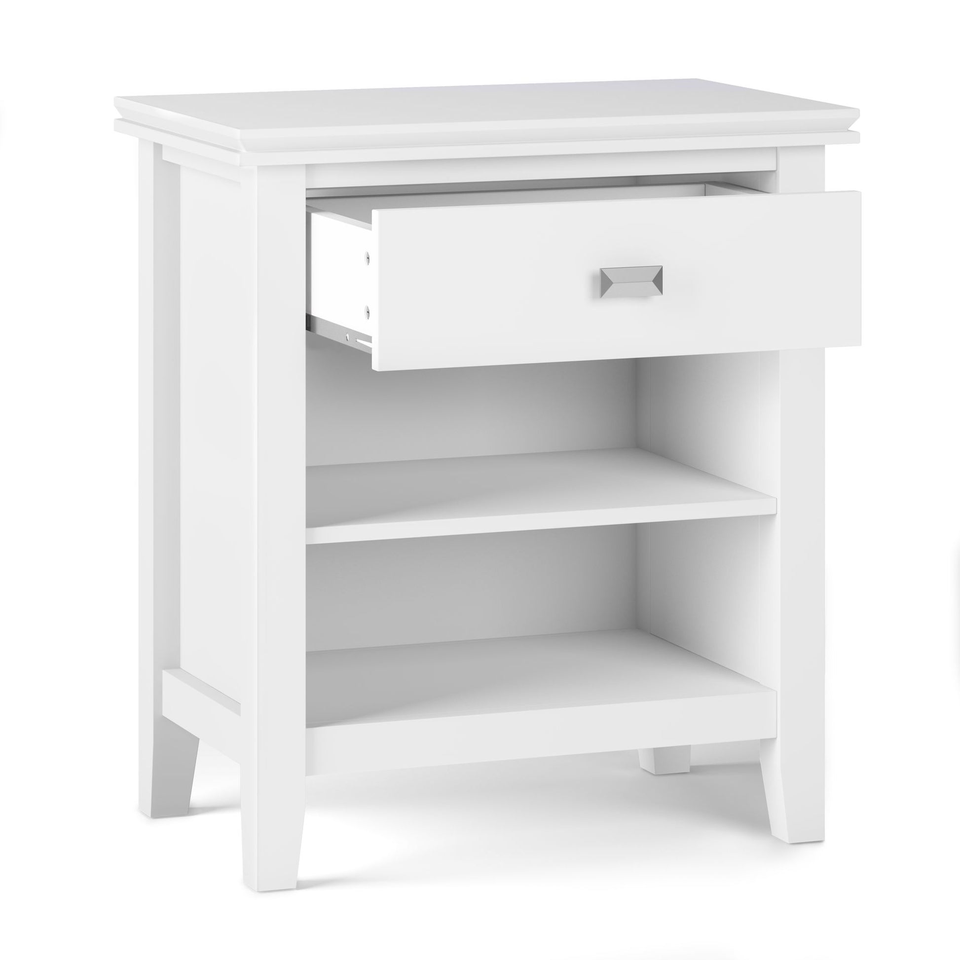 Artisan 24 inch Wide Solid Wood Bedside Table in White image 5