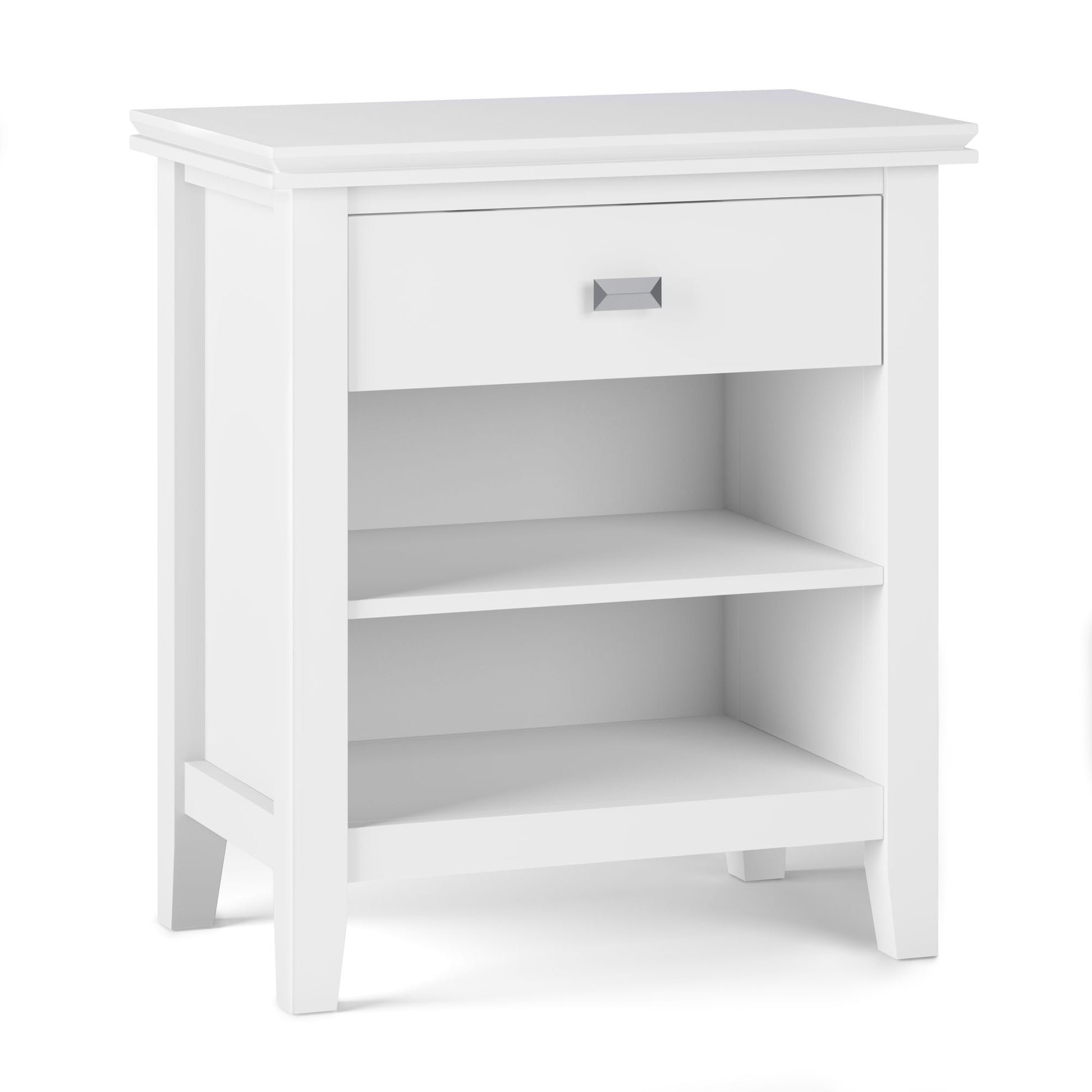 Artisan 24 inch Wide Solid Wood Bedside Table in White image 1