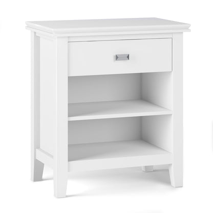 Artisan 24 inch Wide Solid Wood Bedside Table in White image 1