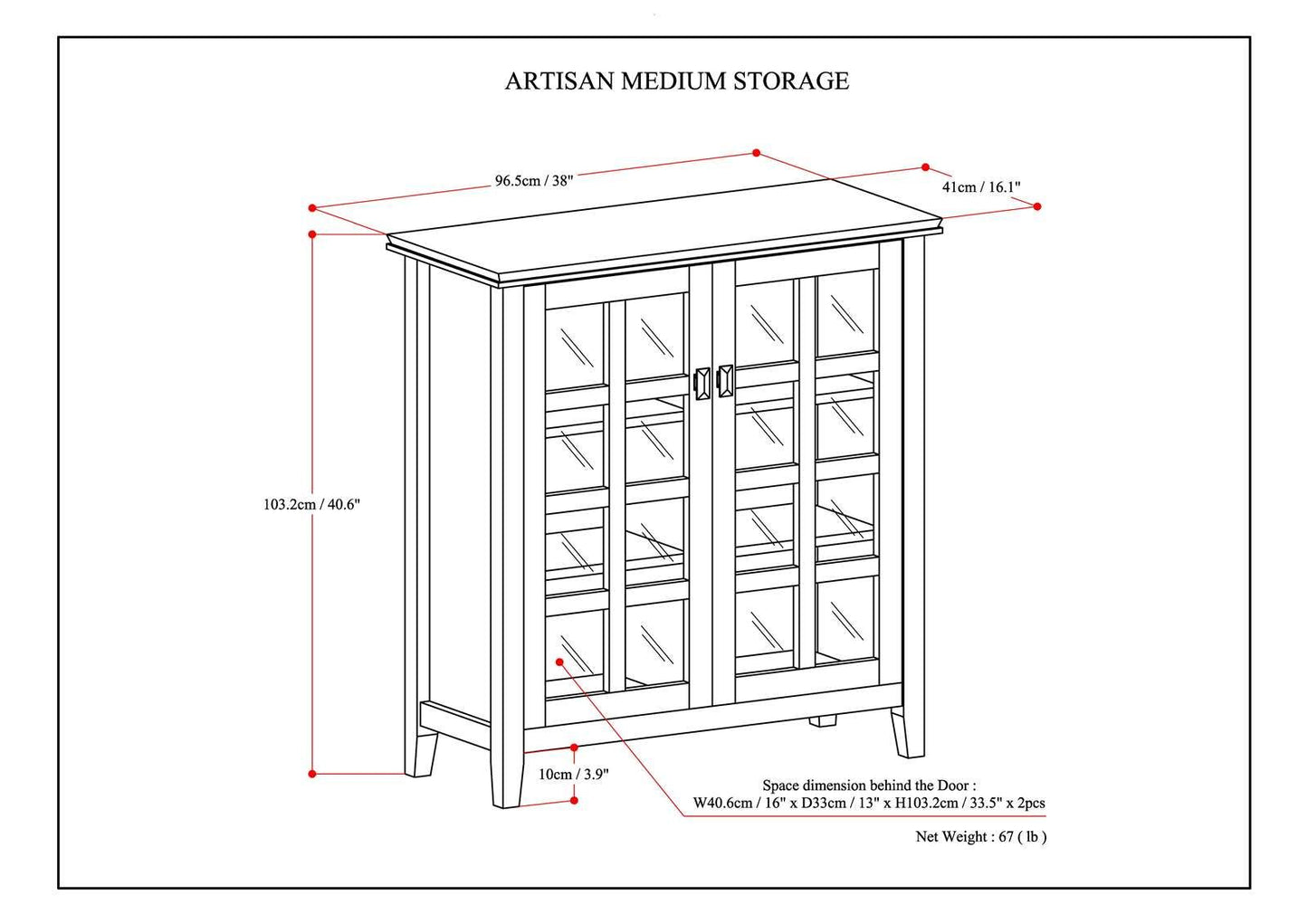 Artisan 38 inch Wide Solid Wood Medium Storage Cabinet in Russet Brown image 7