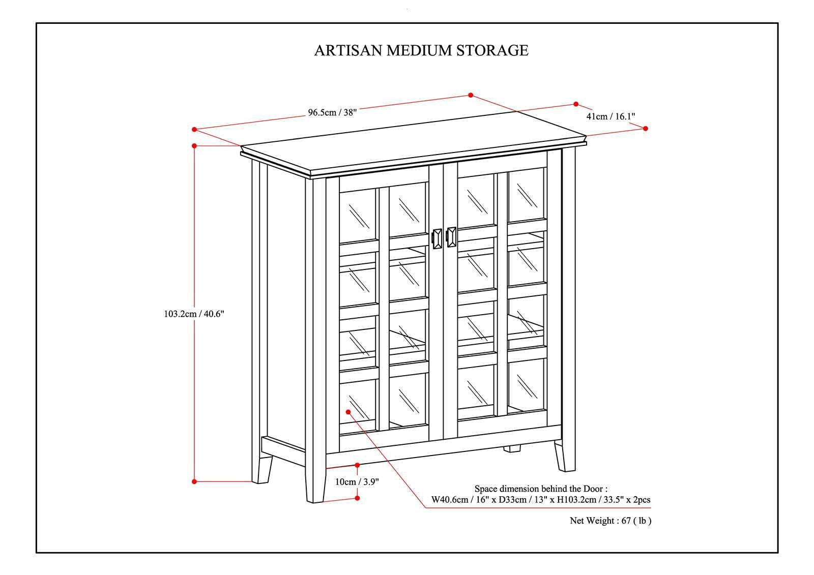 Artisan 38 inch Wide Solid Wood Medium Storage Cabinet in Russet Brown image 7