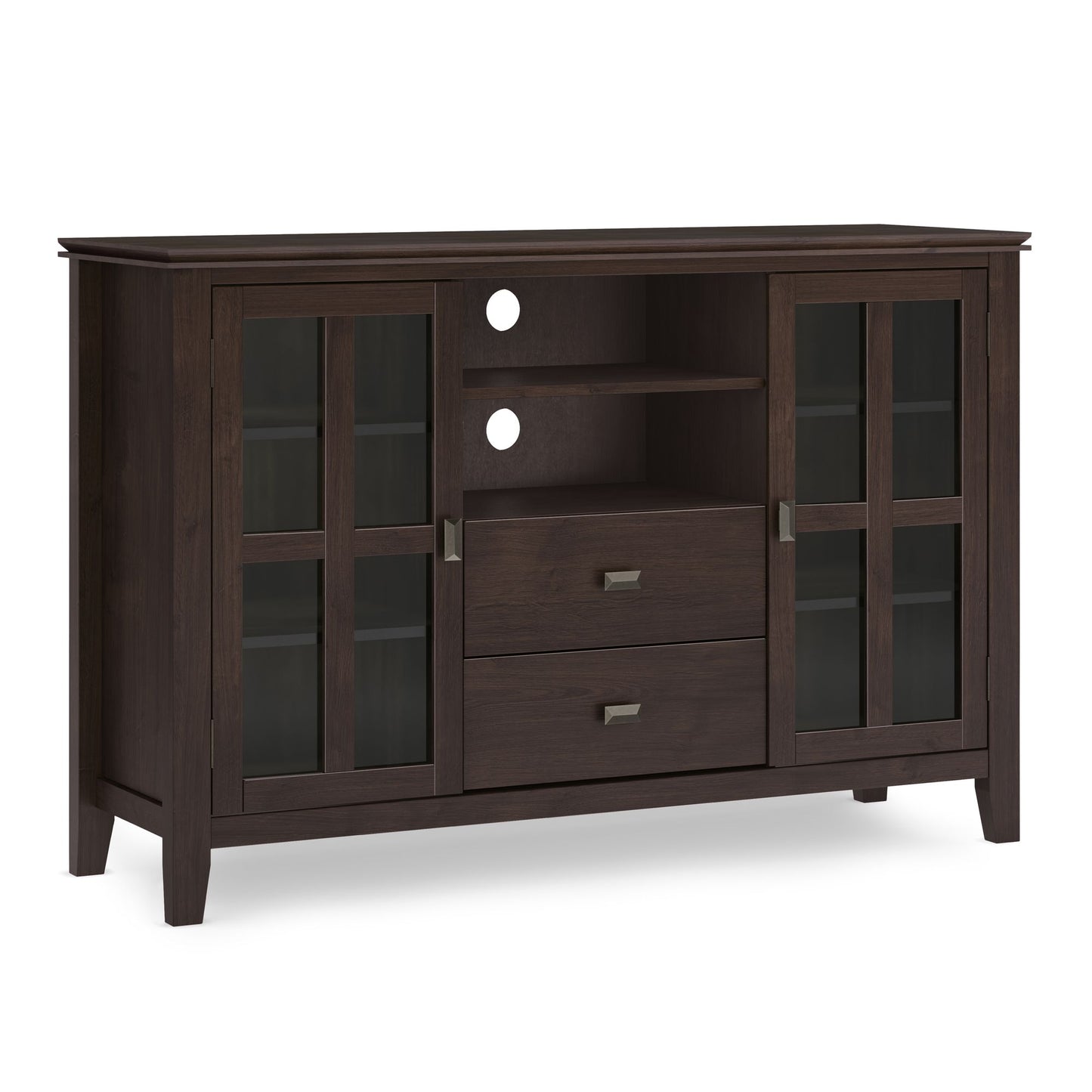 Artisan 53 inch Wide Solid Wood Tall TV Stand in Dark Chestnut Brown For TVs up to 60 inches image 1