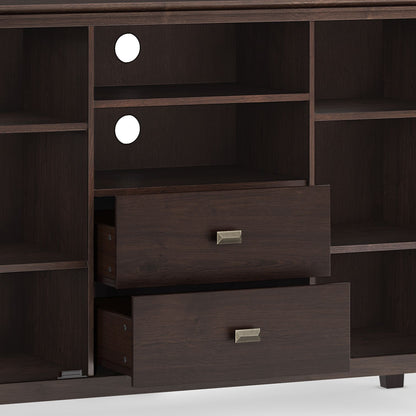 Artisan 53 inch Wide Solid Wood Tall TV Stand in Dark Chestnut Brown For TVs up to 60 inches image 5