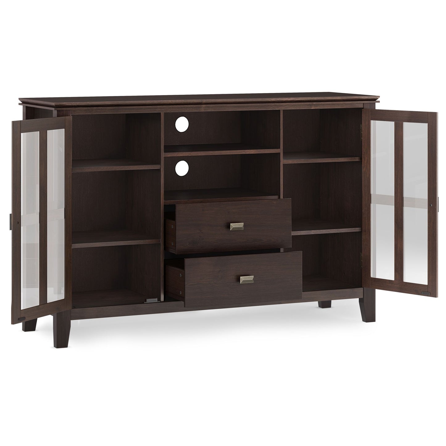 Artisan 53 inch Wide Solid Wood Tall TV Stand in Dark Chestnut Brown For TVs up to 60 inches image 7