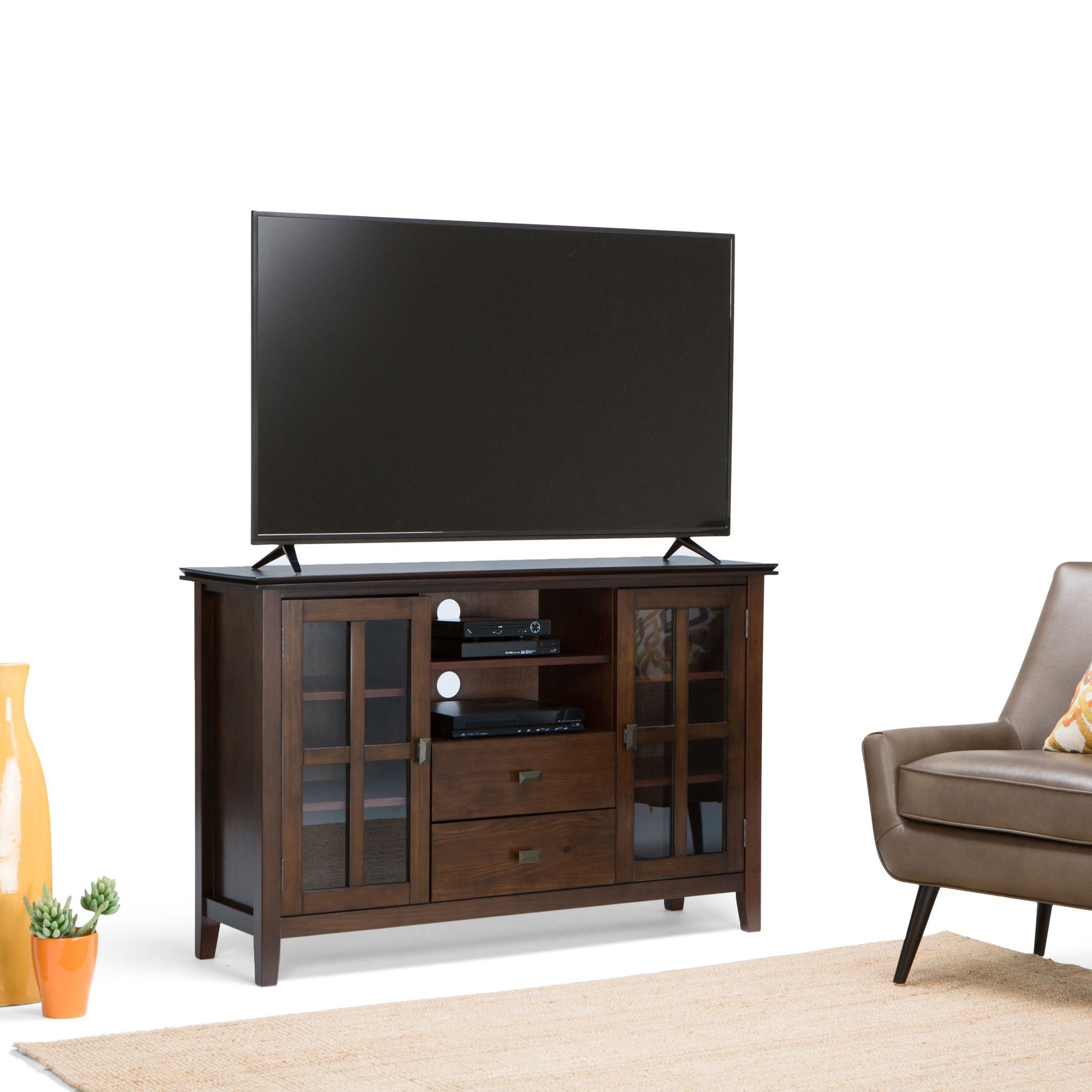 Artisan 53 inch Wide Solid Wood Tall TV Stand in Russet Brown For TVs up to 60 inches image 10