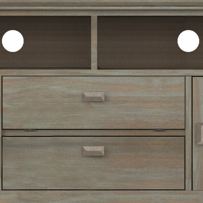 Artisan 72 inch Wide Solid Wood TV Stand in Distressed Grey For TVs up to 80 inches image 4