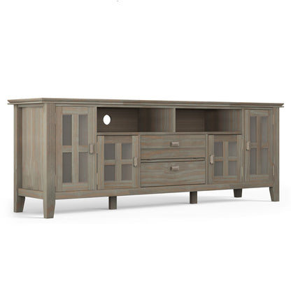 Artisan 72 inch Wide Solid Wood TV Stand in Distressed Grey For TVs up to 80 inches image 1