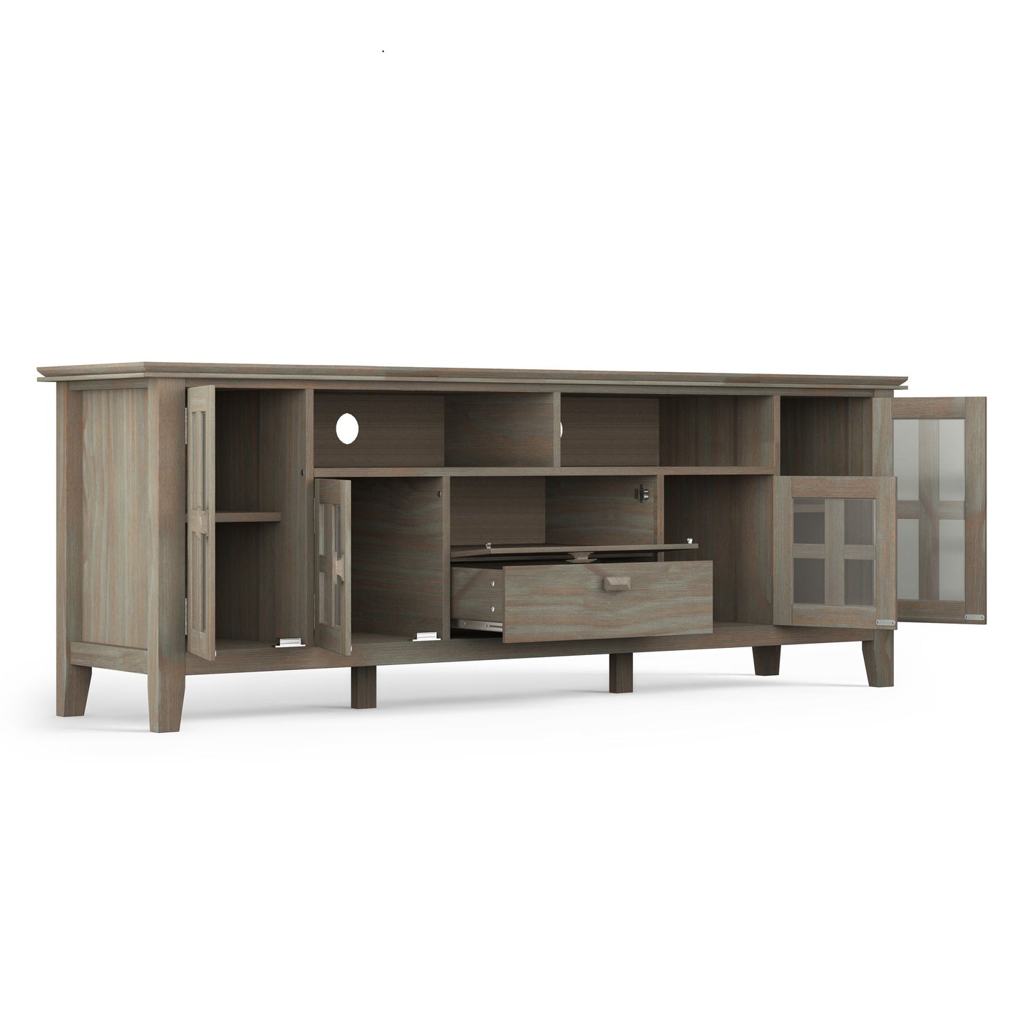 Artisan 72 inch Wide Solid Wood TV Stand in Distressed Grey For TVs up to 80 inches image 6