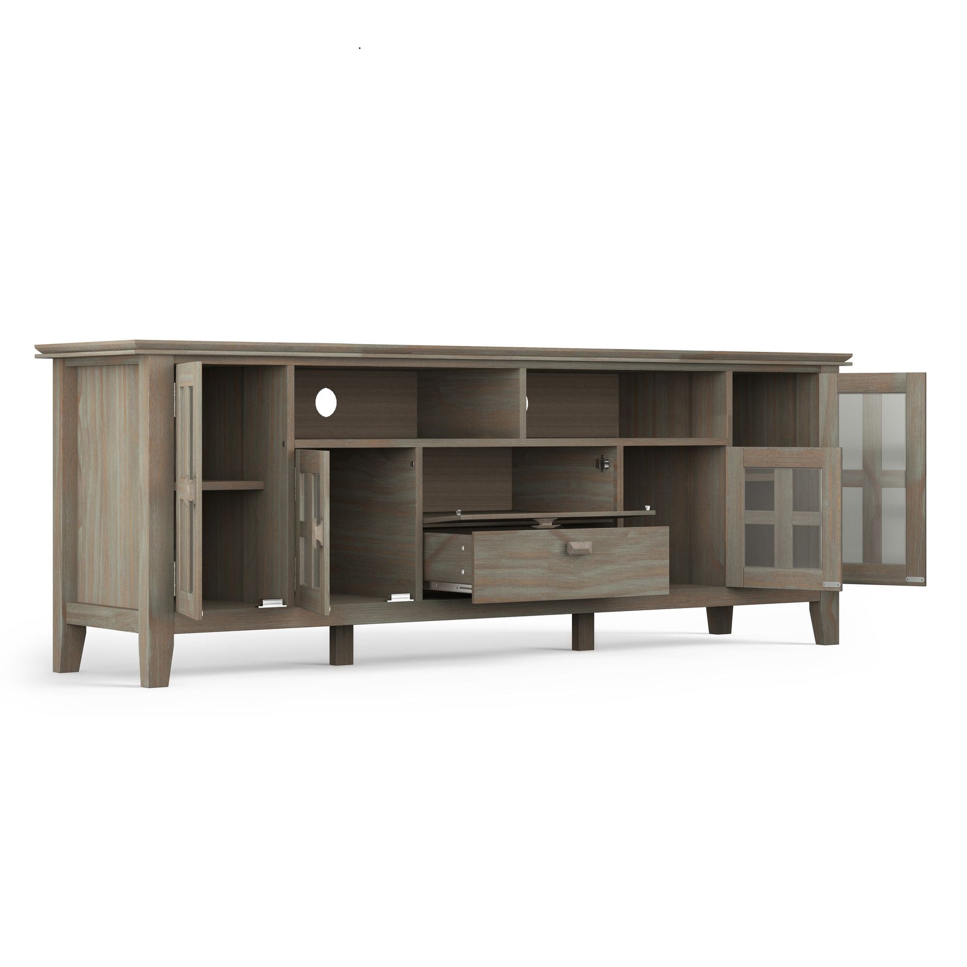 Artisan 72 inch Wide Solid Wood TV Stand in Distressed Grey For TVs up to 80 inches image 6