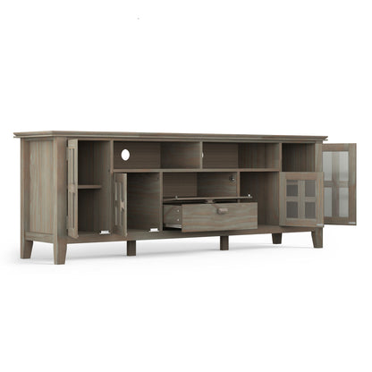 Artisan 72 inch Wide Solid Wood TV Stand in Distressed Grey For TVs up to 80 inches image 6
