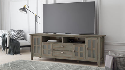 Artisan 72 inch Wide Solid Wood TV Stand in Distressed Grey For TVs up to 80 inches image 8