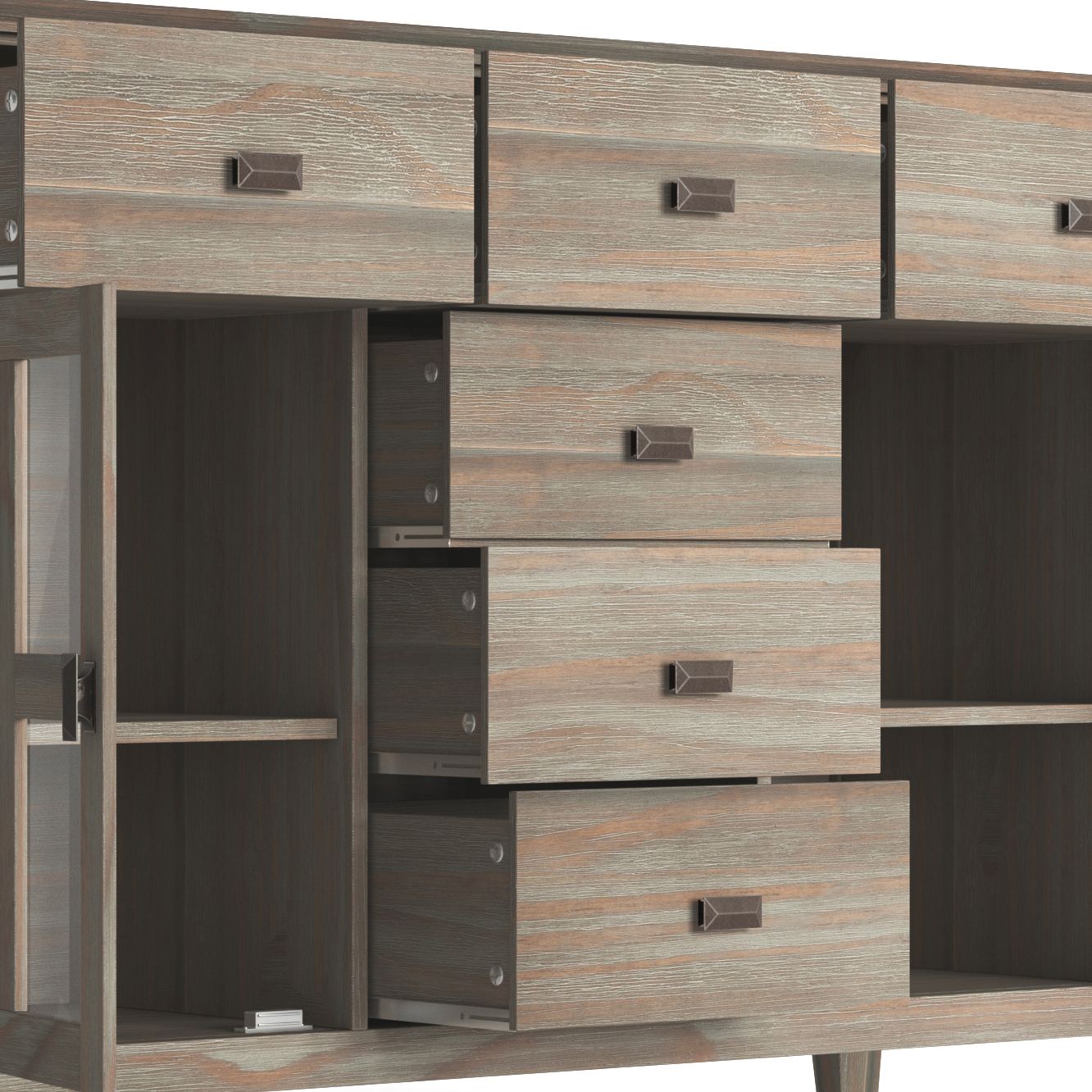Artisan Solid Wood Sideboard Buffet in Distressed Grey image 3