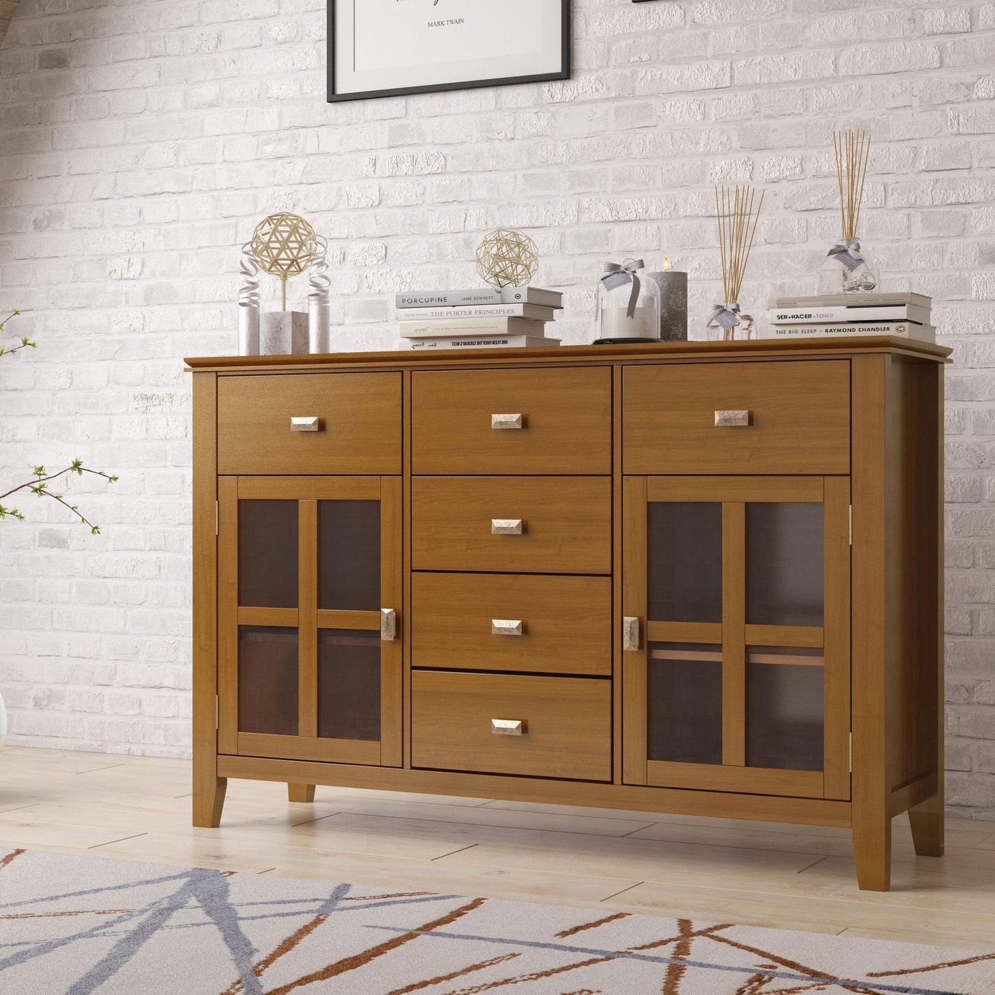 Artisan Solid Wood Sideboard Buffet in Honey Brown image 7