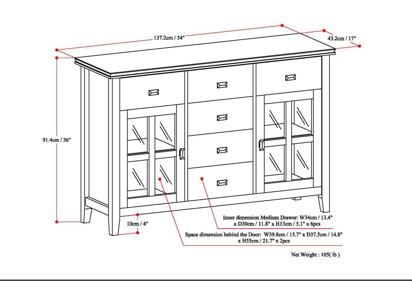 Artisan Solid Wood Sideboard Buffet in Russet Brown image 7