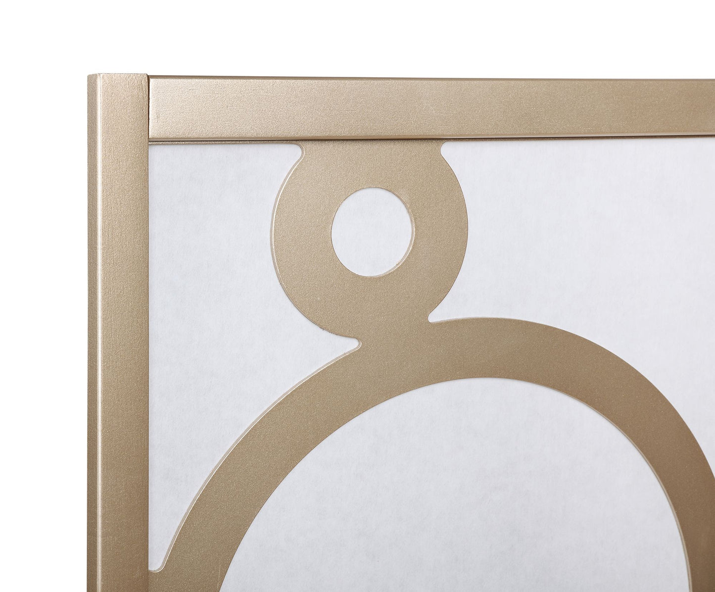 Arvada 4-Panel Wood Room Divider with Circle Pattern, Gold image 3