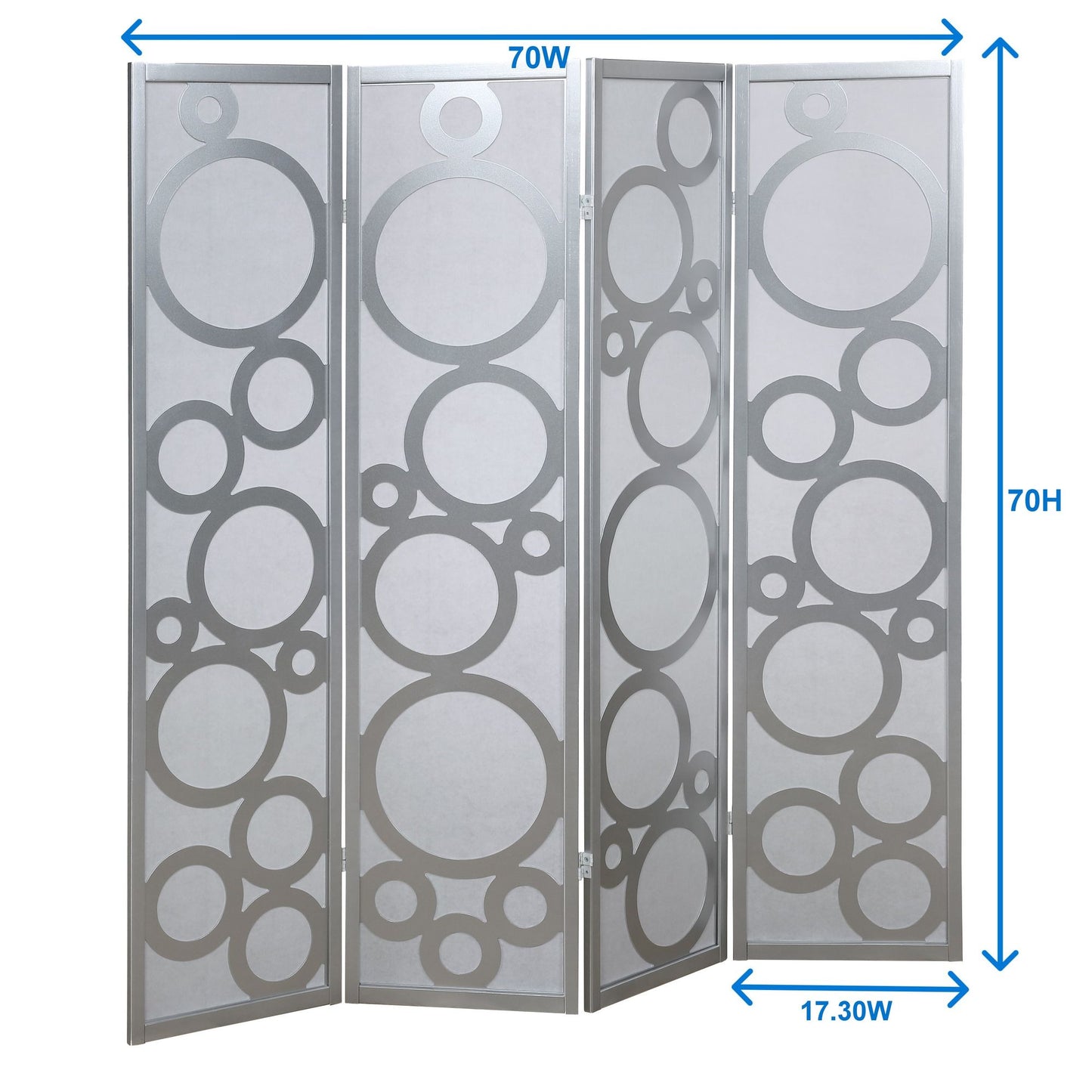 Arvada 4-Panel Wood Room Divider with Circle Pattern, Gold image 6