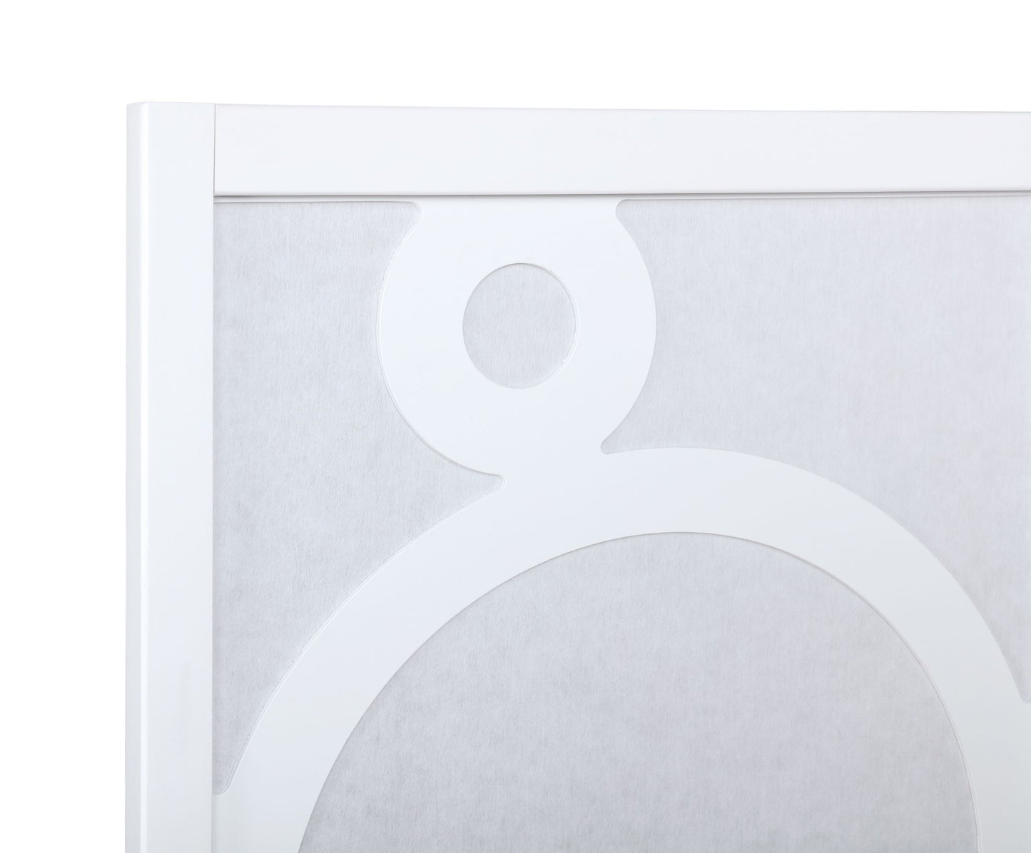 Arvada 4-Panel Wood Room Divider with Circle Pattern, White image 3