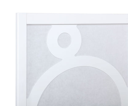 Arvada 4-Panel Wood Room Divider with Circle Pattern, White image 3