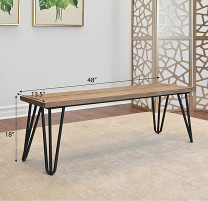 Aryven Industrial Wood Dining Bench, Rustic Dark Pine Finish image 5