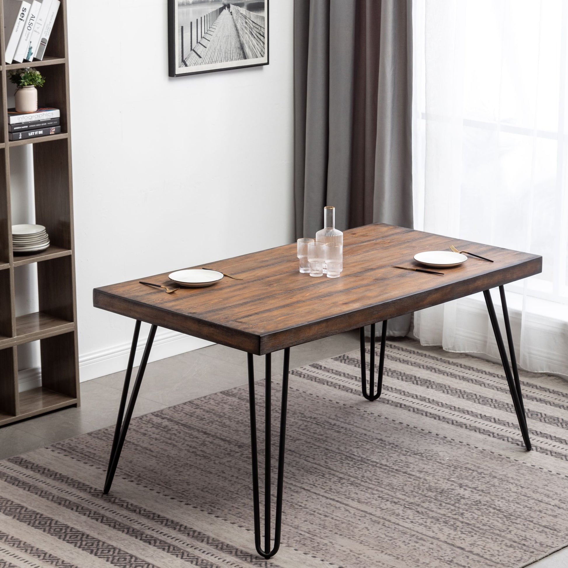 Ashford 7-Piece Dining Set, Hairpin Dining Table with 6 Chairs, 4 Color Options image 7
