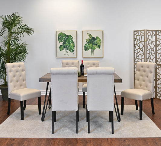 Ashford 7-Piece Dining Set, Hairpin Dining Table with 6 Chairs, 4 Color Options image 1