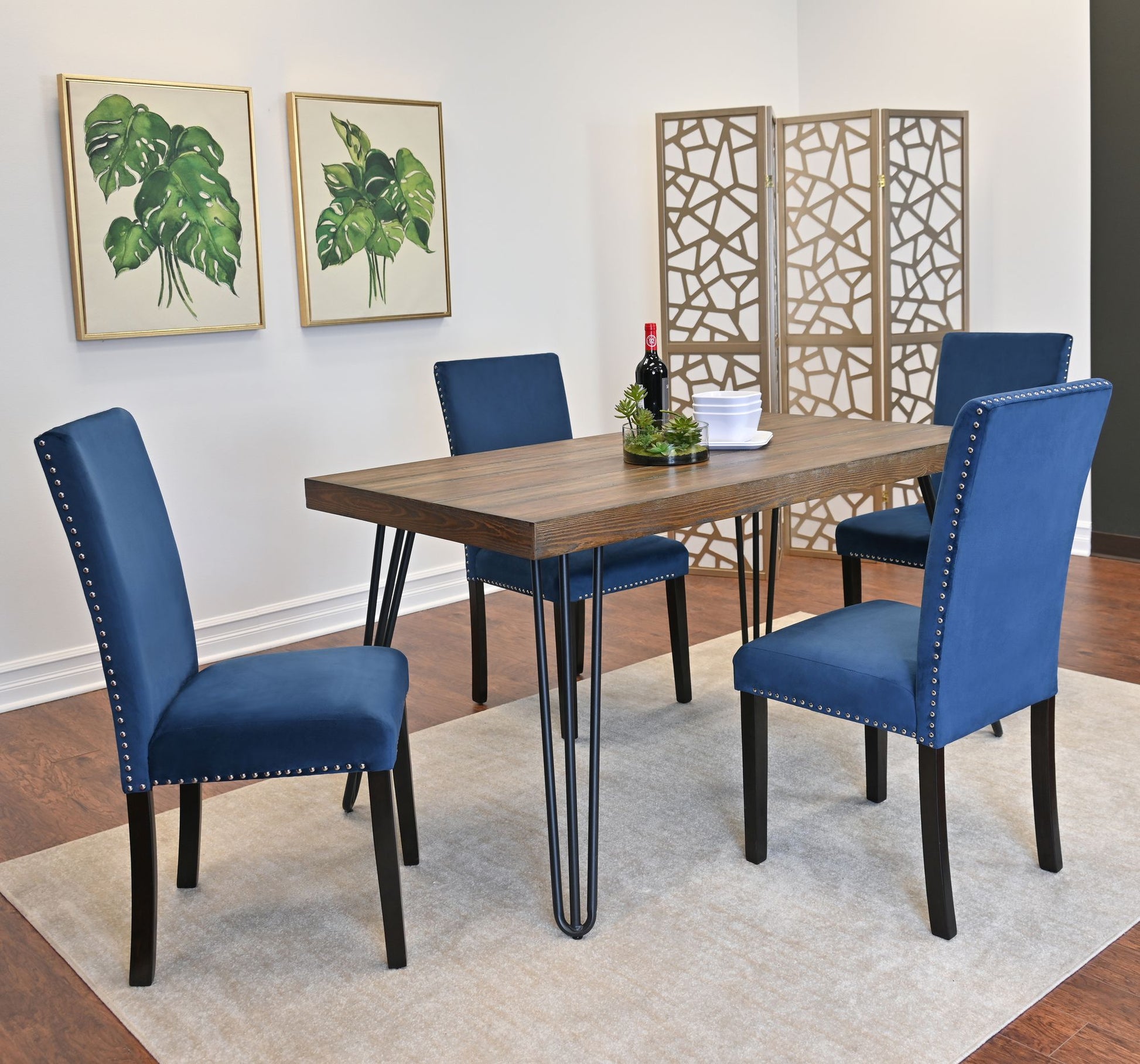 Ashzo 5-Piece Dining Set, Hairpin Dining Table with 4 Chairs, 3 Color Options image 2