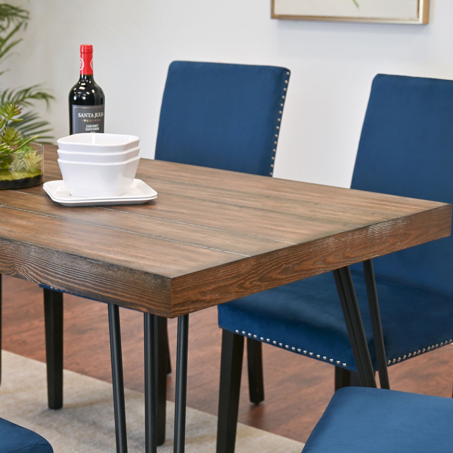 Ashzo 5-Piece Dining Set, Hairpin Dining Table with 4 Chairs, 3 Color Options image 4