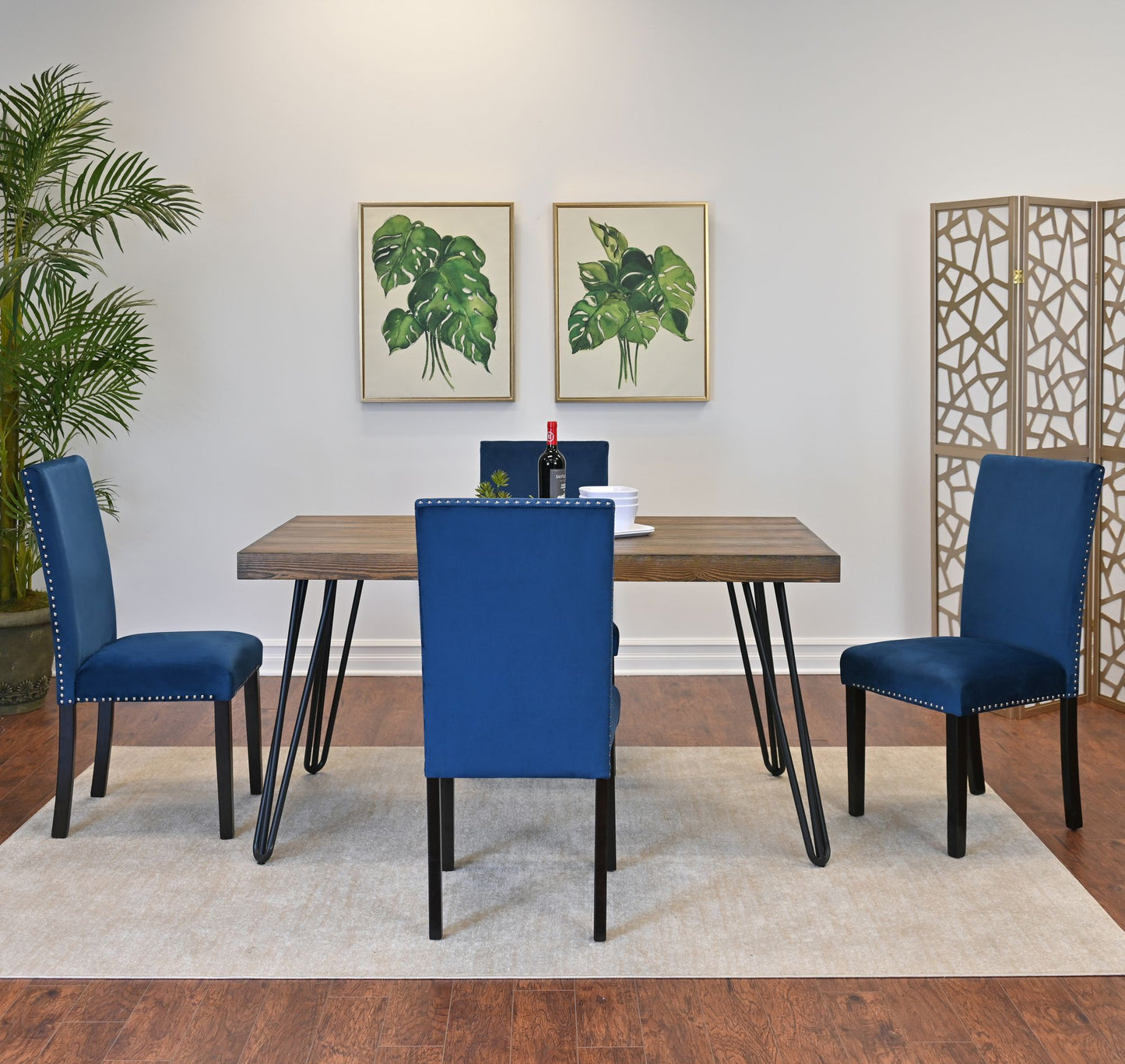 Ashzo 5-Piece Dining Set, Hairpin Dining Table with 4 Chairs, 3 Color Options image 3