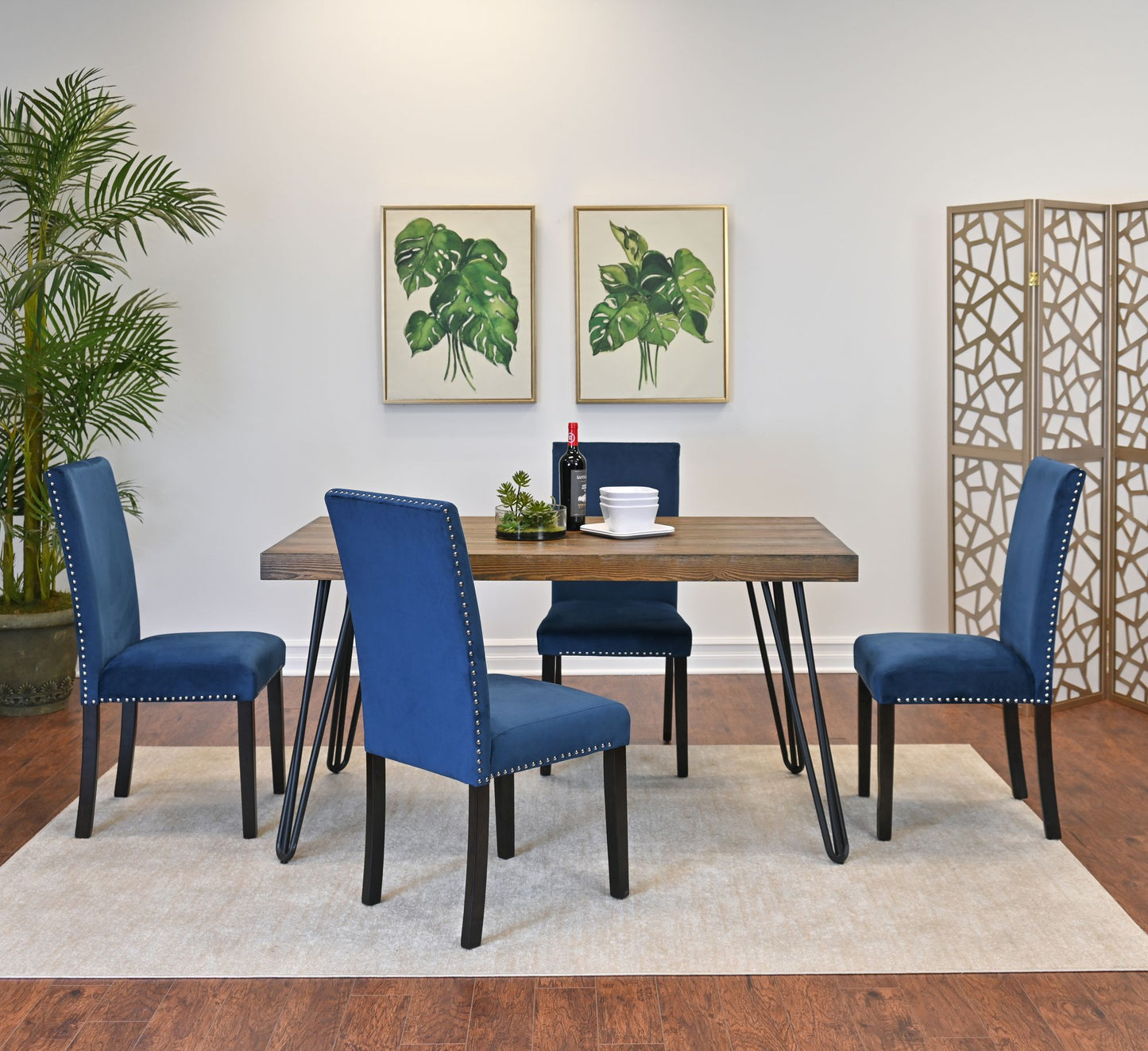 Ashzo 5-Piece Dining Set, Hairpin Dining Table with 4 Chairs, 3 Color Options image 1