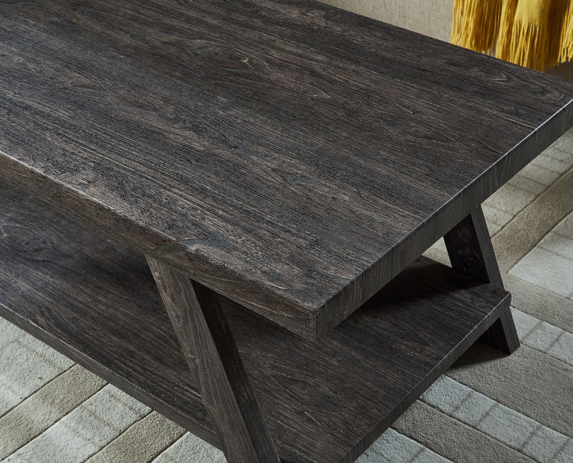 Athens Contemporary Replicated Wood Shelf Coffee Set Table in Charcoal Finish image 5
