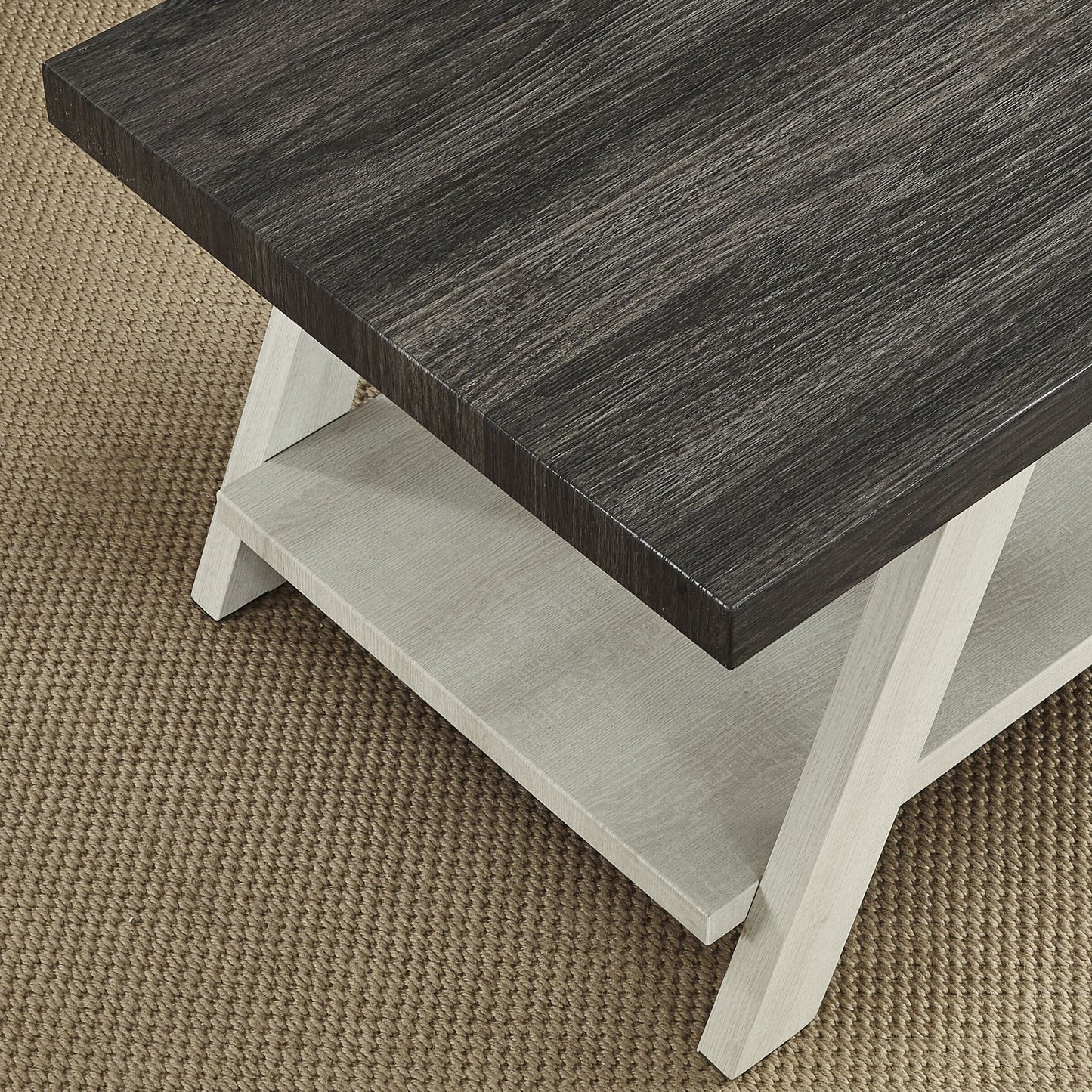 Athens Contemporary Two-Tone Wood Shelf End Table in Weathered Charcoal and Beige image 3