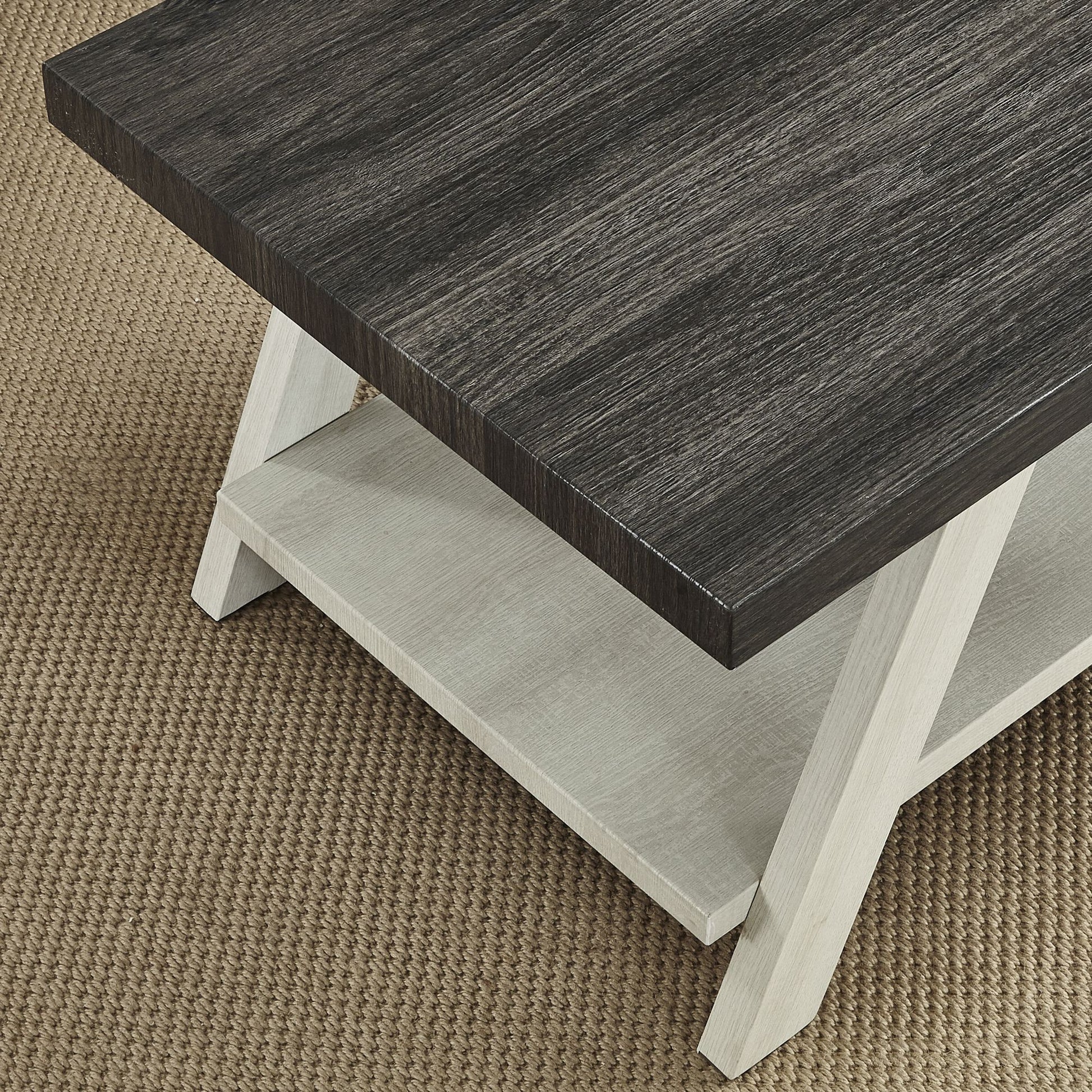 Athens Contemporary Two-Tone Wood Shelf End Table in Weathered Charcoal and Beige image 3