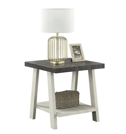 Athens Contemporary Two-Tone Wood Shelf End Table in Weathered Charcoal and Beige image 4