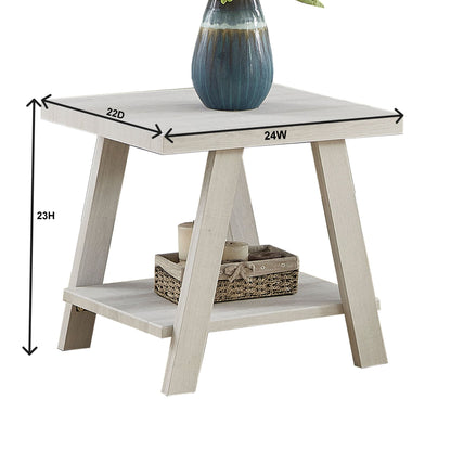 Athens Contemporary Two-Tone Wood Shelf End Table in Weathered Gray and Beige image 6