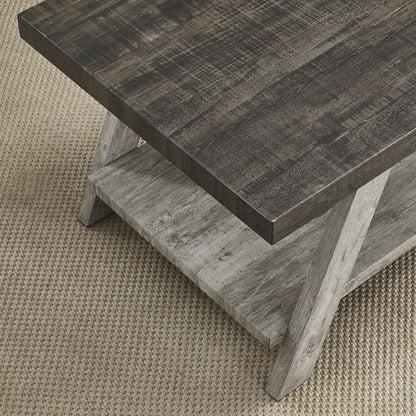 Athens Contemporary Two-Tone Wood Shelf End Table in Weathered Walnut and Gray image 3